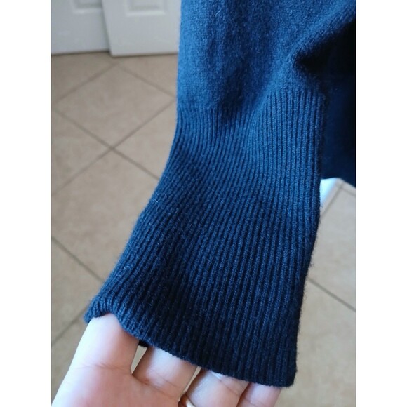 Beth Bowley 100% Cashmere V-Neck Sweater Black Ruched Women Size L Luxury - Picture 5 of 15